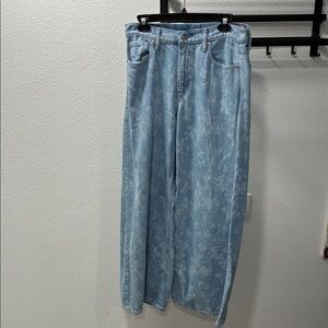 GAP Light Blue Floral Wash Wide Leg Jeans